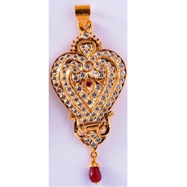 22kt gold close setting cz light weight pendant mv-p02