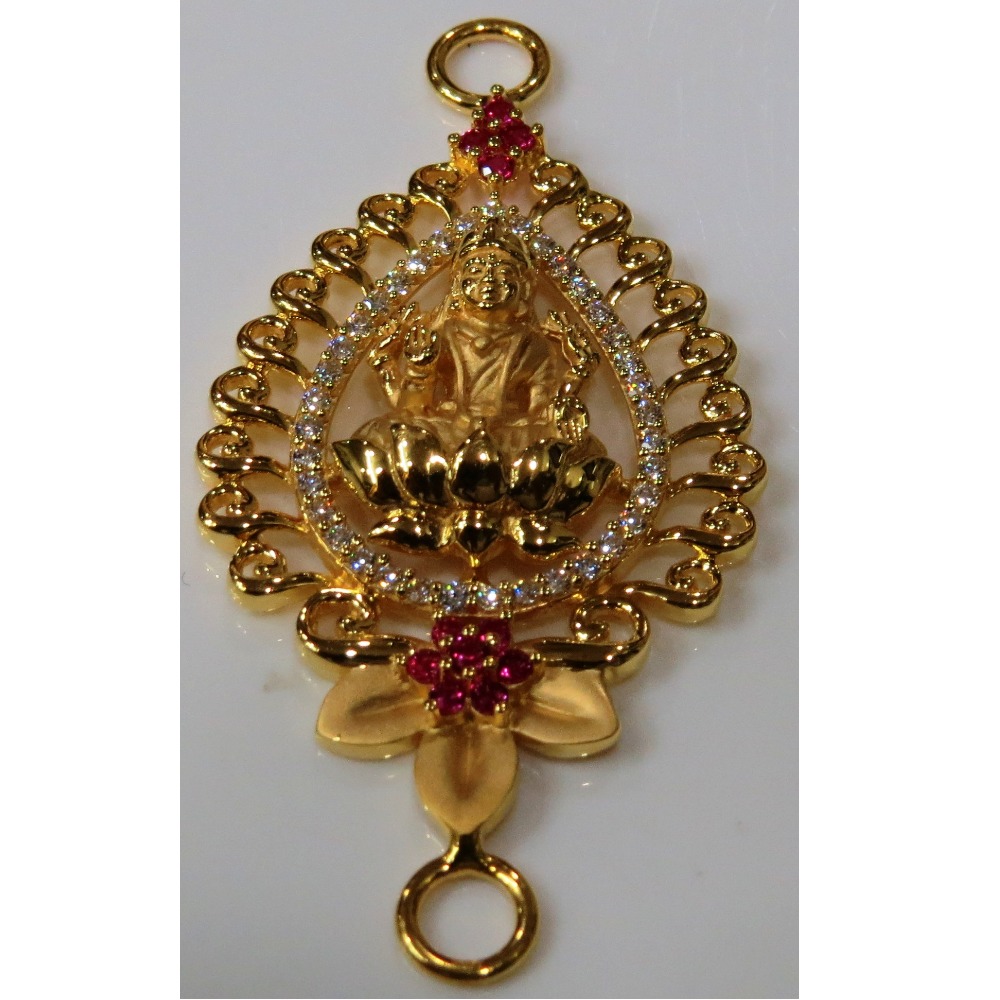 22kt gold casting cz goddes laxmi design chain side pendant(moguppu)