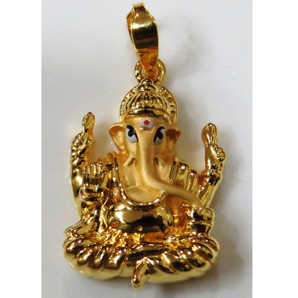 22kt gold plain casting lord ganesh design pendant gc-2