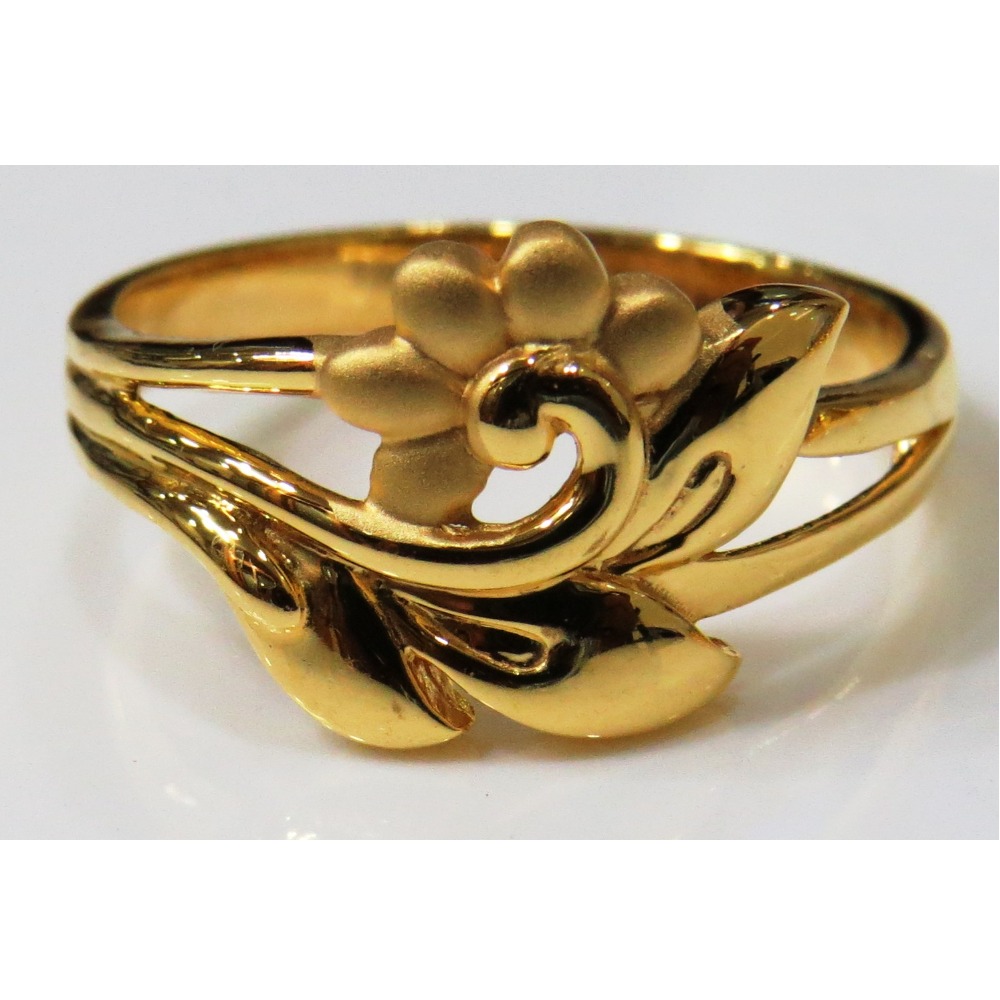 22kt plain gold flower design casting ring for women plr-3