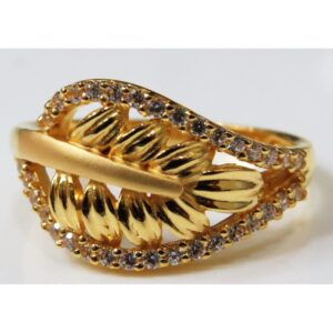 22kt  gold casting  cz fancy leaf design ring for women lsr-2
