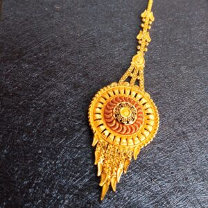 916 yellow gold mang tika for women