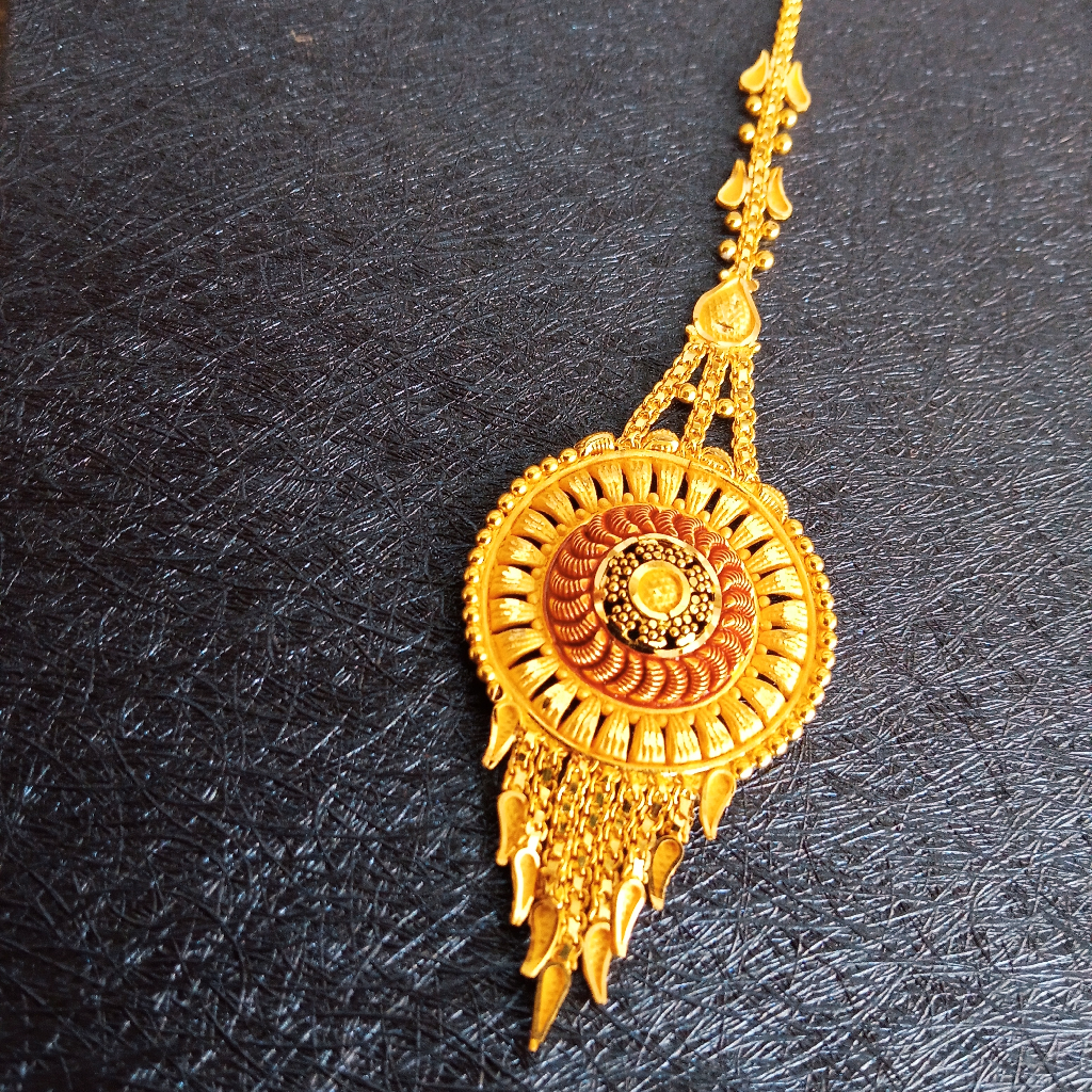 916 yellow gold mang tika for women