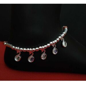 Oval Layer 925 Silver Antique Payal