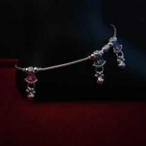 Stylish Silver Indian Stone Payal