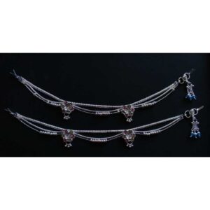 Silver Indian 3 Line Designer Payal