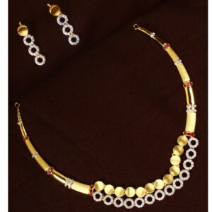 gold modern diamond Necklace set 29
