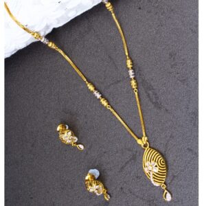 18k Yellow Gold Handmade Necklace Set For Womens