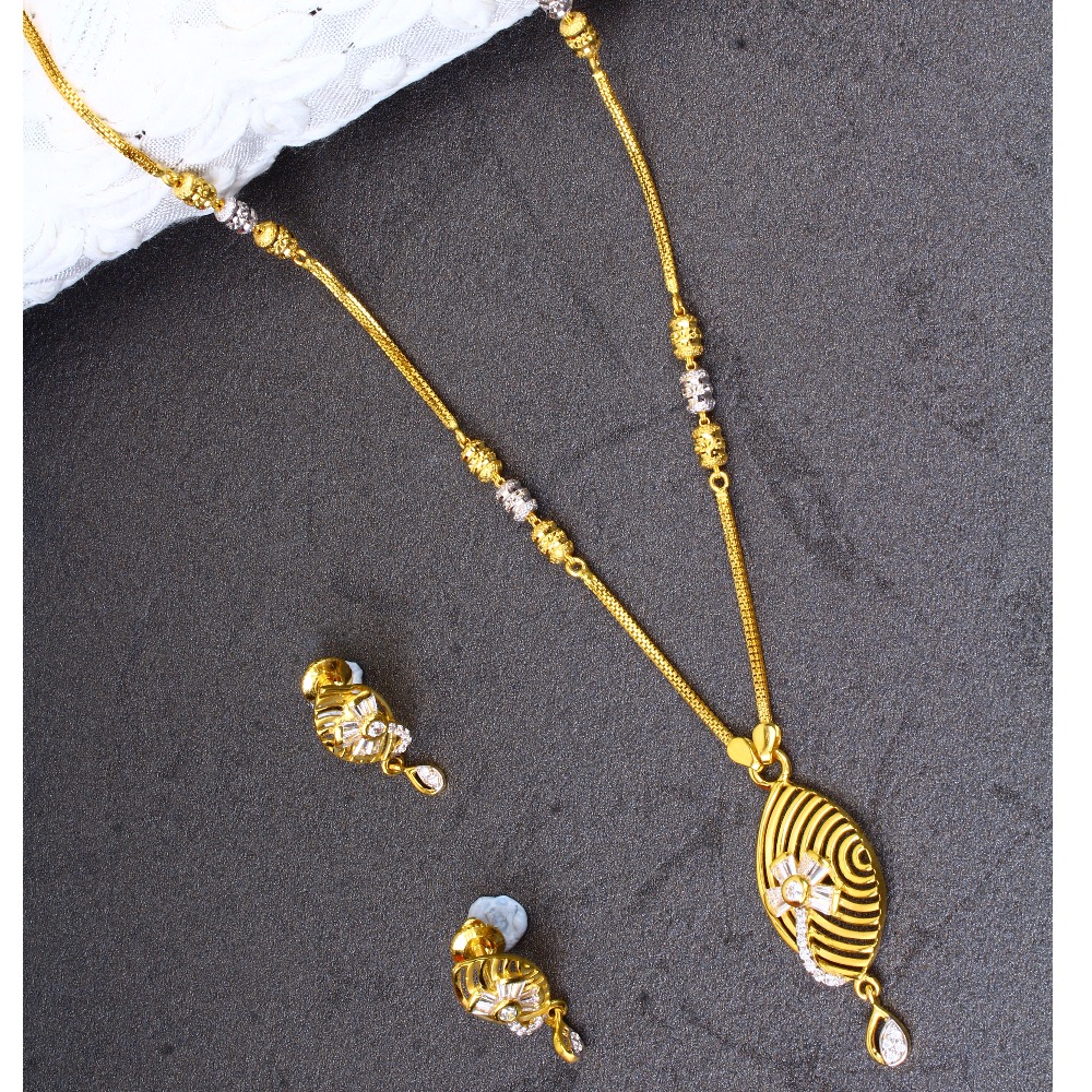 18k Yellow Gold Handmade Necklace Set For Womens