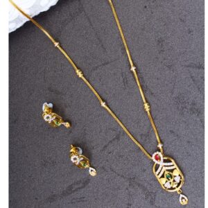 gold pink cZ diamond Pendant set 7