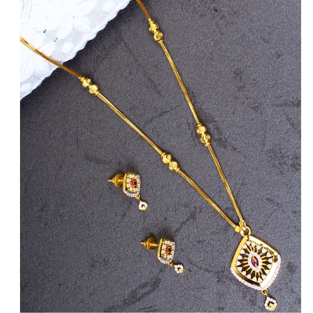 18k Yellow Gold Fine Necklace Set For Womens