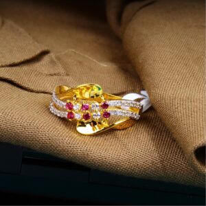 gold regular pink stone cZ diamond Ladies ring 126