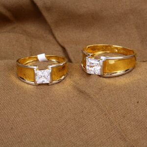 18k Gold Delicate CZ Couple Rings