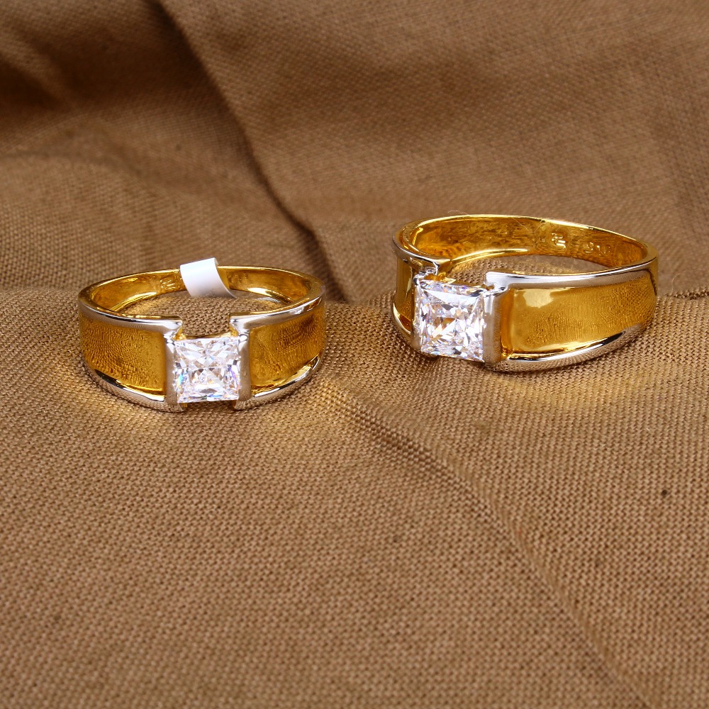 18k Gold Delicate CZ Couple Rings