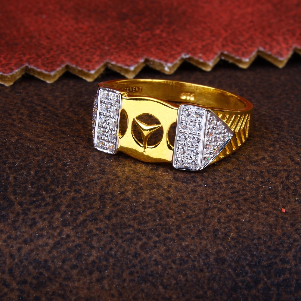 gold mercedes design CZ diamond Ring 155