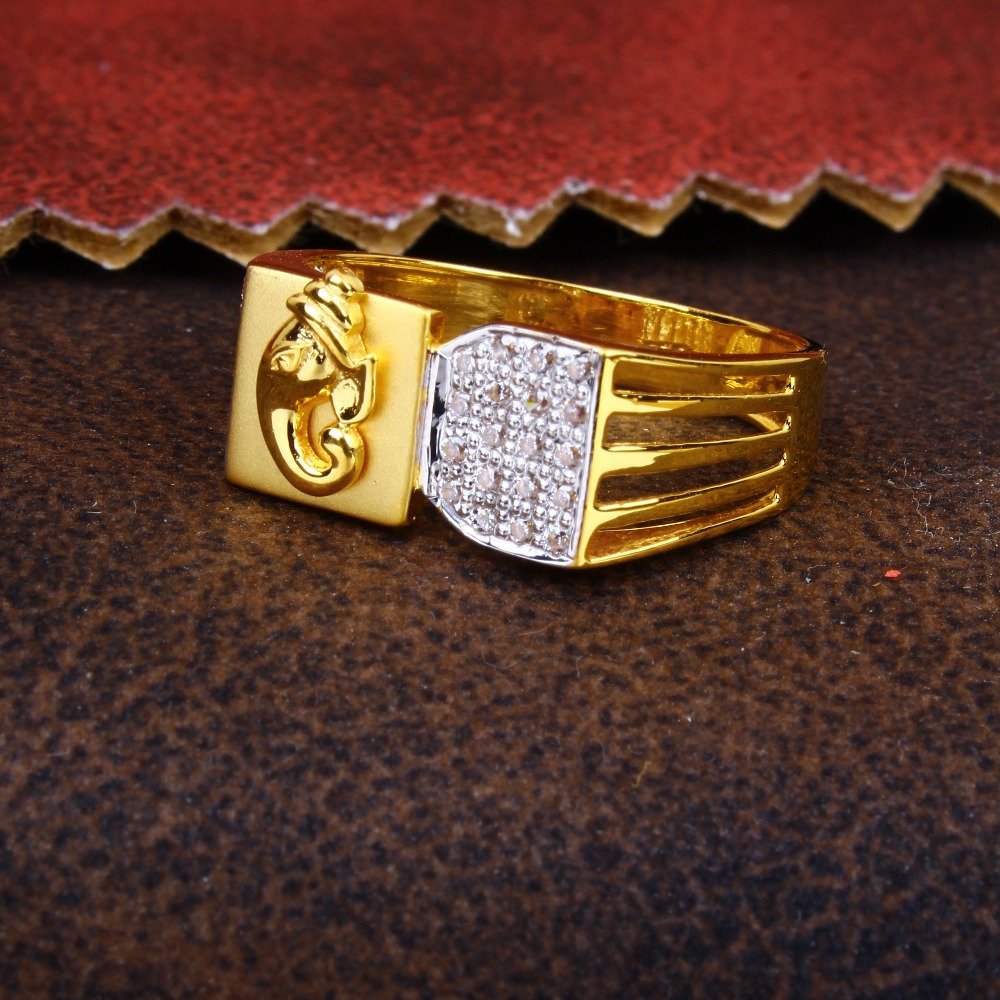 gold om design CZ diamond Ring 138