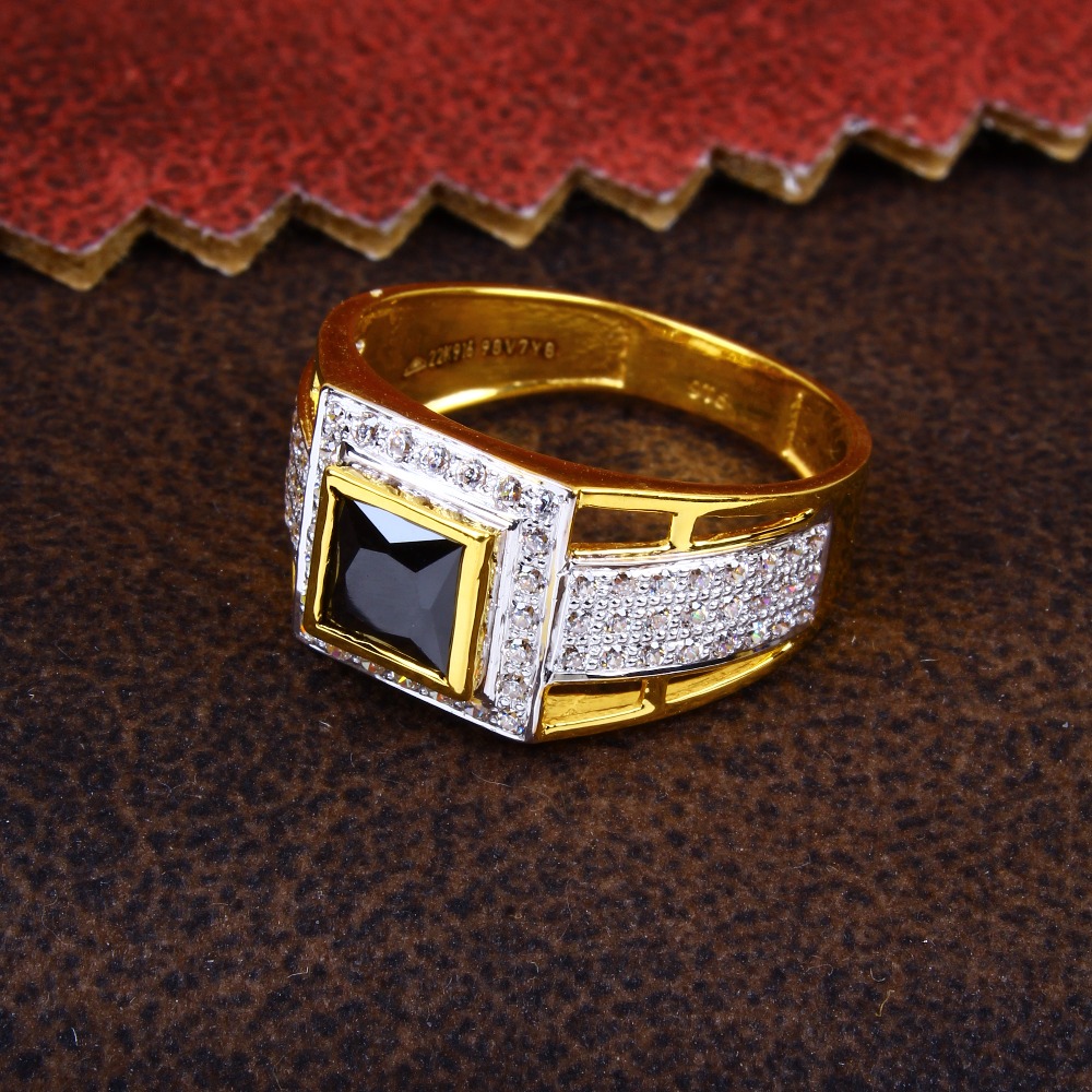 22k gold black stone mens ring