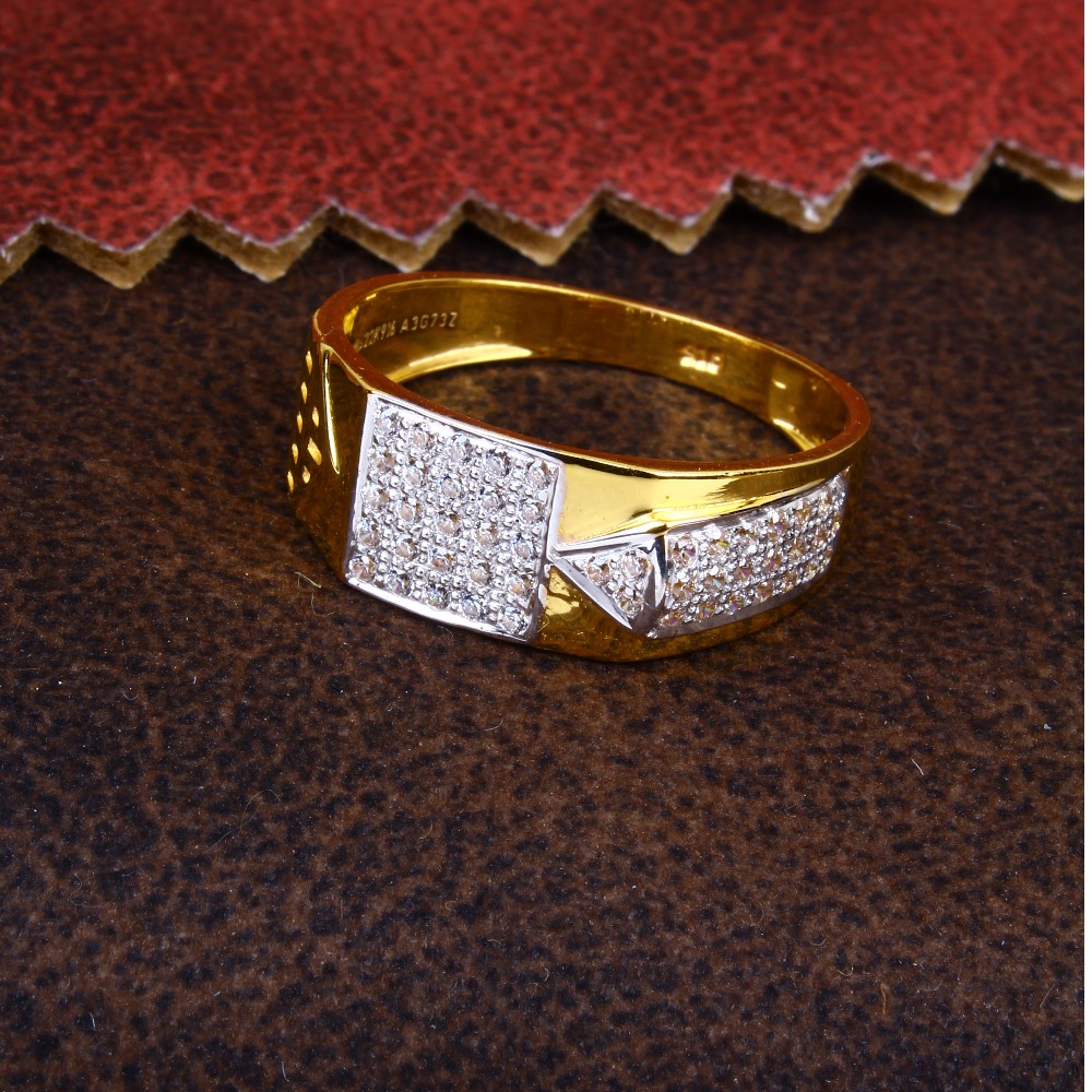 22K CZ diymond gents ring