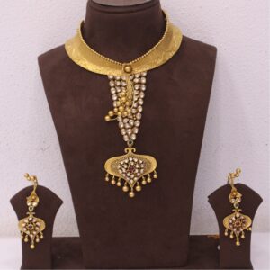 916 Gold Antique Kundan Necklace Set BC002