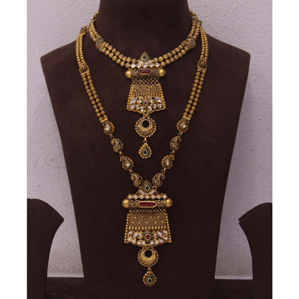 916 Gold Antique Bridal Necklace Set BC001