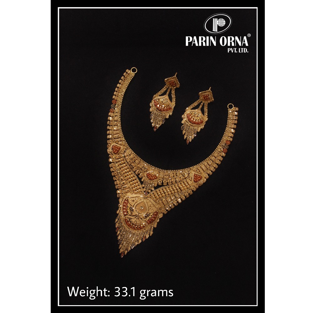 22KT Gold Designer Necklace Set PO-N05 - Image 2