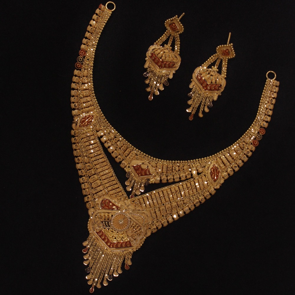 916 Gold Necklace Set For Wedding PO-N03