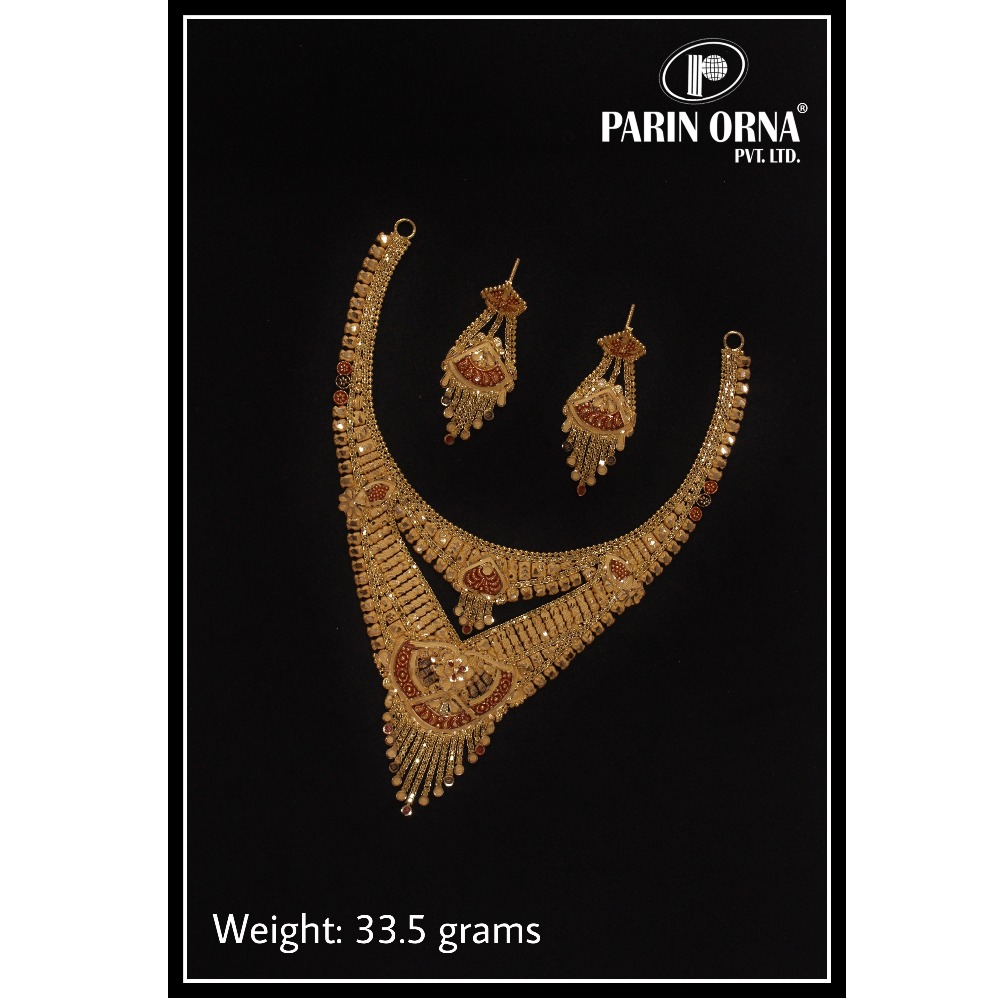 22KT Gold Traditional Necklace Set PO-N02 - Image 2