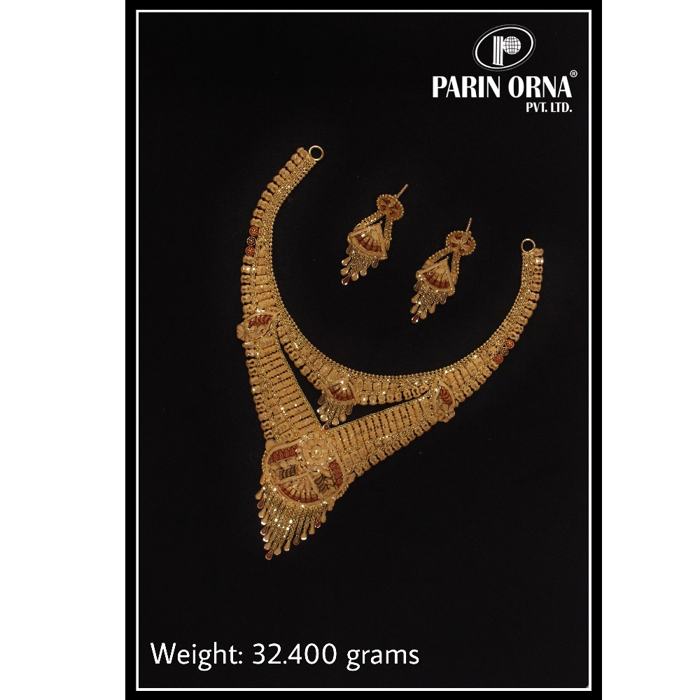916 Gold Fancy Necklace Set PO-N01 - Image 2