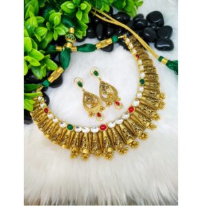 916 Gold Antique Bridal Necklace Set PO-N011