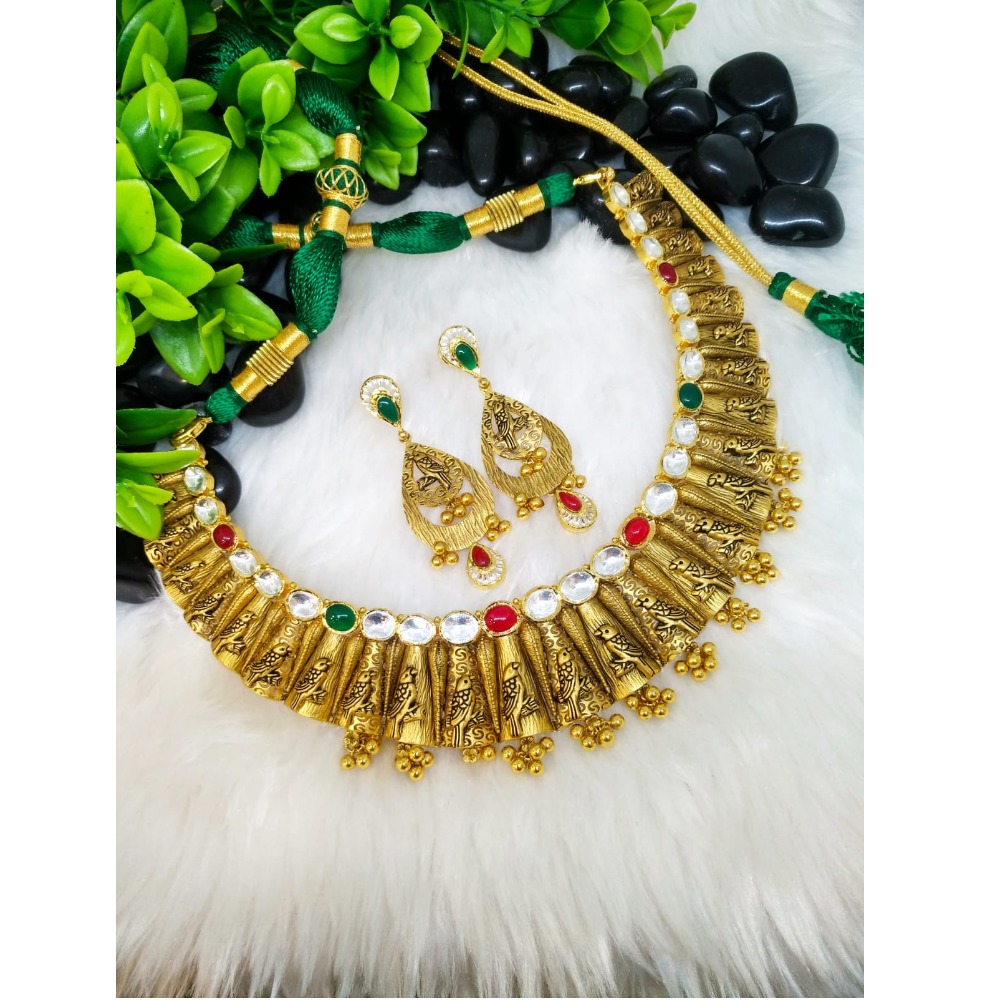 916 Gold Antique Bridal Necklace Set PO-N011