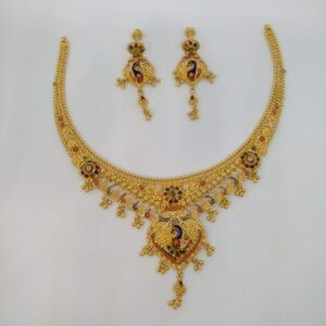 916 Gold Fancy Peacock Design Necklace Set PO-N009