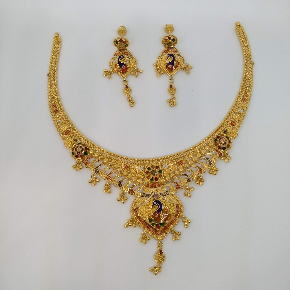 916 Gold Fancy Peacock Design Necklace Set PO-N009