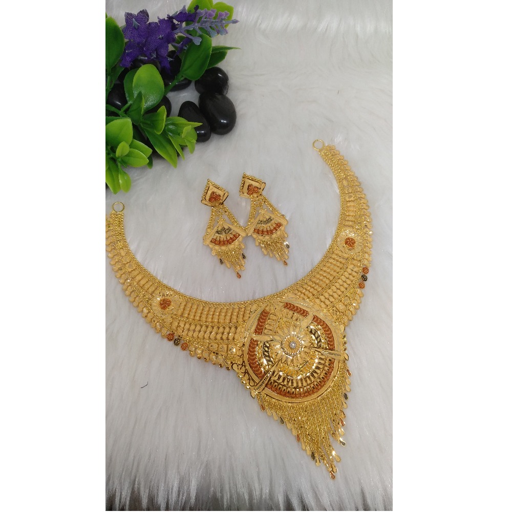 22KT Gold Fancy Short Necklace Set PO-N005