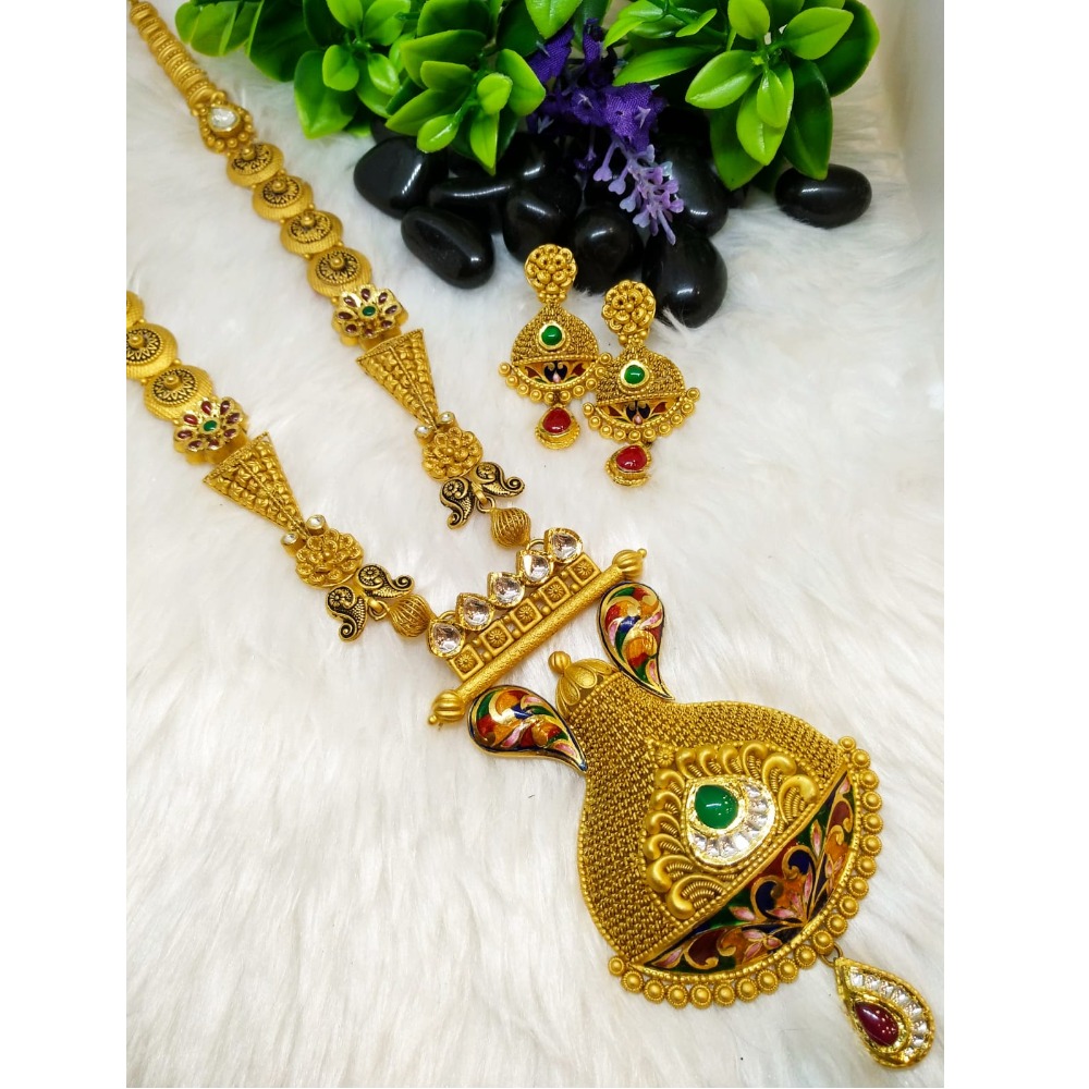 916 Gold antique long Necklace Set PO-N001