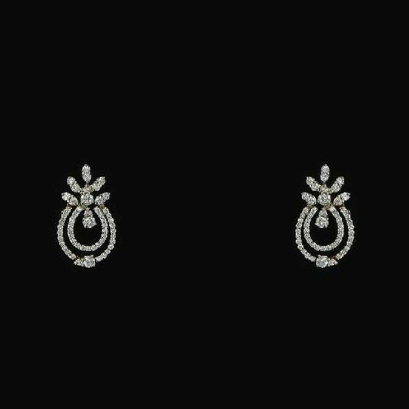 Flower Shape 916 Gold Diamond Earrings
