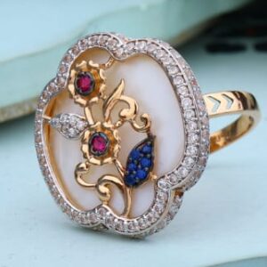 750 Rose Gold CZ Hallmark Delicate Ladies Ring RLR967