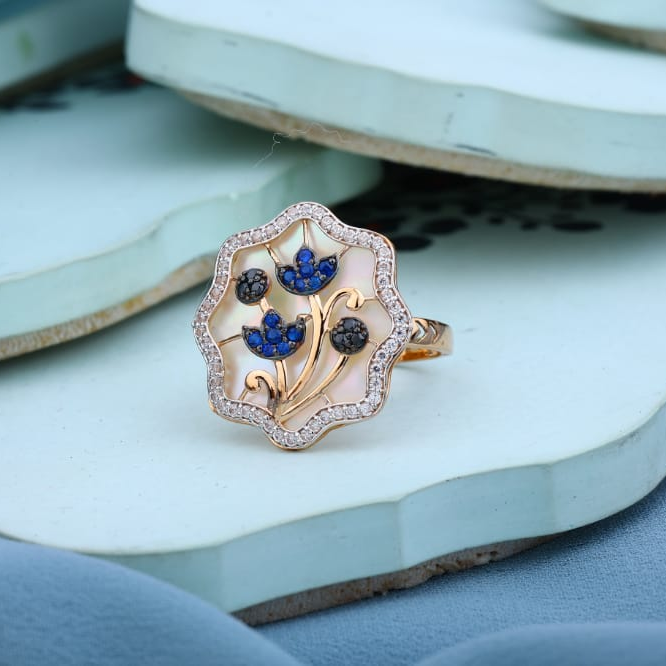 750 Rose Gold CZ Hallmark Ladies Ring RLR964