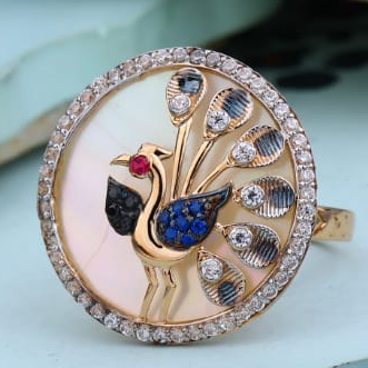 750 Rose Gold CZ Stylish Ladies Ring RLR963 - Image 2