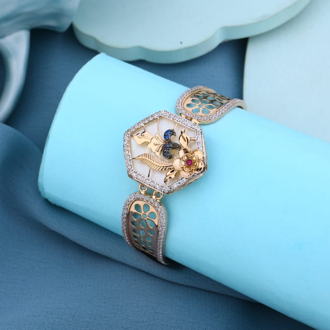 750 Rose Gold CZ Ladies Fancy Kada RLKB454