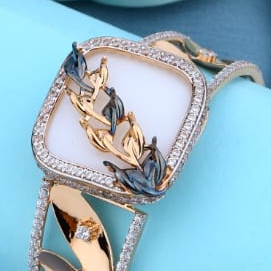 750 Rose Gold CZ Ladies Designer Kada RLKB452