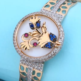 750 Rose Gold CZ Ladies Classic Kada RLKB451