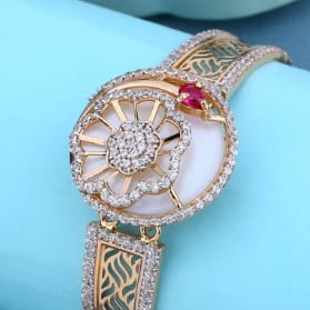 750 Rose Gold Hallmark Fancy Ladies Kada RLKB447