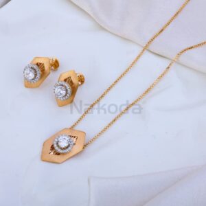 750 Rose Gold CZ Stylish Necklace RN439