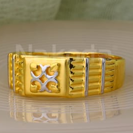 916 Gold CZ Hallmark Stylish Mens Plain Ring MPR301