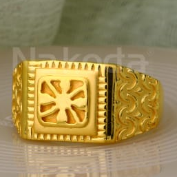 916 Gold CZ Hallmark Fancy Mens Plain Ring MPR299 - Image 2