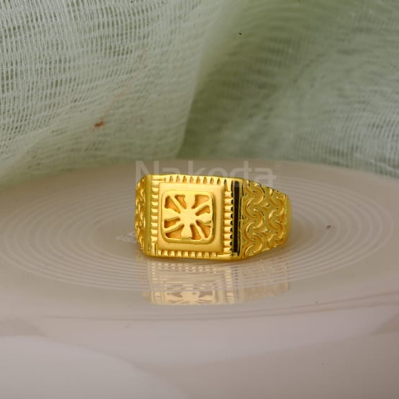 916 Gold CZ Hallmark Fancy Mens Plain Ring MPR299