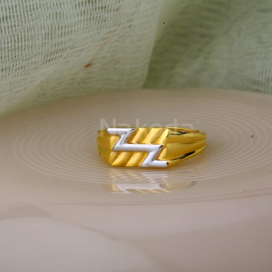 916 Gold CZ Mens Stylish Plain Ring MPR294 - Image 2