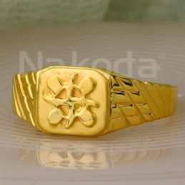 916 Gold CZ Mens Gorgeous Plain Ring MPR292 - Image 2