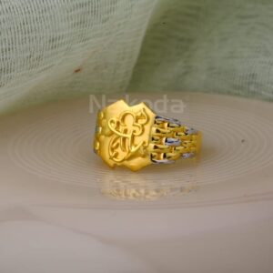 916 Gold CZ Mens Designer Plain Ring MPR288