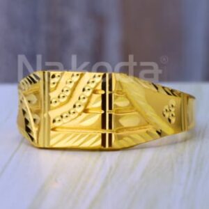 916 Gold Mens Designer Plain Ring MPR269